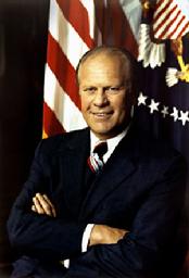 Born in Omaha, Nebraska, in 1913, Gerald R. Ford grew up in Grand Rapids, Michigan. He starred on the University of Michigan football team, and then went to Yale where he served as assistant coach while earning his law degree. During World War II he attained the rank of lieutenant commander in the Navy. After the war he returned to Grand Rapids, where he began the practice of law, and entered Republican politics. In 1948 he was elected to Congress where he developed a reputation for integrity and openness. That reputation made him popular during his twenty-five years in Congress where he served as House Minority Leader from 1965 to 1973. Ford was initiated in Freemasonry on September 30, 1949 in Malta Lodge No. 465 in Grand Rapids, Michigan. In 1951 he received the passed and raised a Master Mason in Columbia Lodge No. 3 in Washington, D.C. as a courtesy for Malta Lodge while Ford served in Congress. When Ford took the oath of office as President on August 9, 1974, he declared, "I assume the Presidency under extraordinary circumstances.... This is an hour of history that troubles our minds and hurts our hearts." It was indeed an unprecedented time. He had been the first Vice President chosen under the terms of the Twenty-fifth Amendment and, in the aftermath of the Watergate scandal, was succeeding the first President ever to resign. President Ford won the Republican nomination for the Presidency in 1976, but lost the election to his Democratic opponent. Following his years as president, Ford remained active in the Republican Party. After experiencing health problems and being admitted to the hospital four times in 2006, Ford died in his home on December 26, 2006. He lived to an older age than any other U.S. president in history, dying at the age of 93.